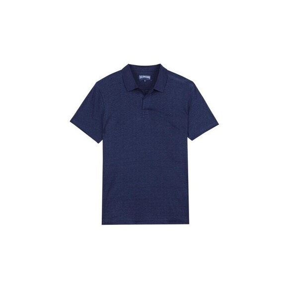Vilebrequin Blue V-Neck Linen Polo Shirt - NWT